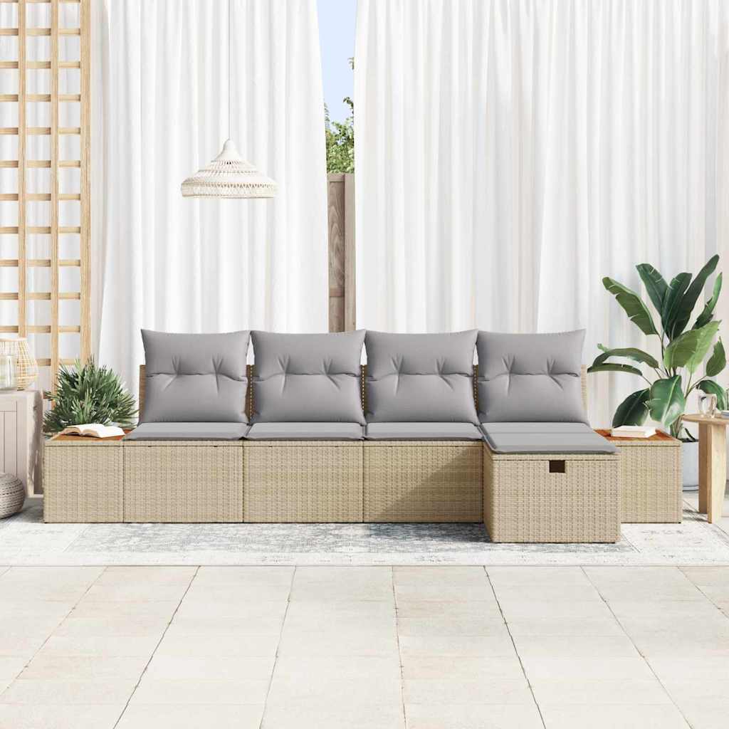 Set Divano da Giardino 6 pz Beige polyrattan | homemem39