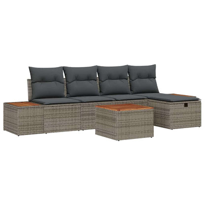 Set Divano da Giardino 6 pz Grigio polyrattan | homemem39