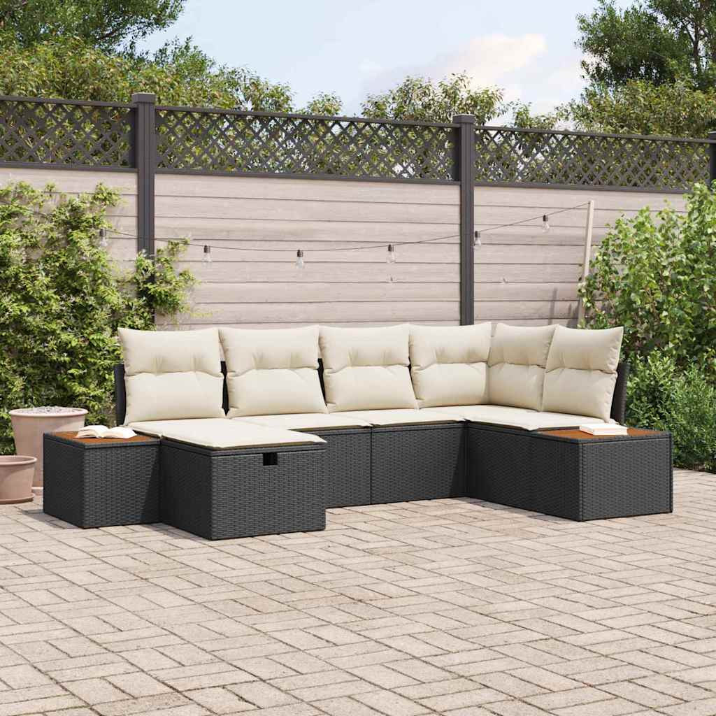 Set Divano da Giardino con cuscino Nero polyrattan | homemem39