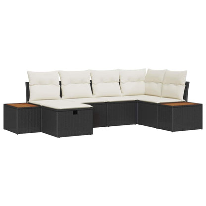 Set Divano da Giardino con cuscino Nero polyrattan | homemem39