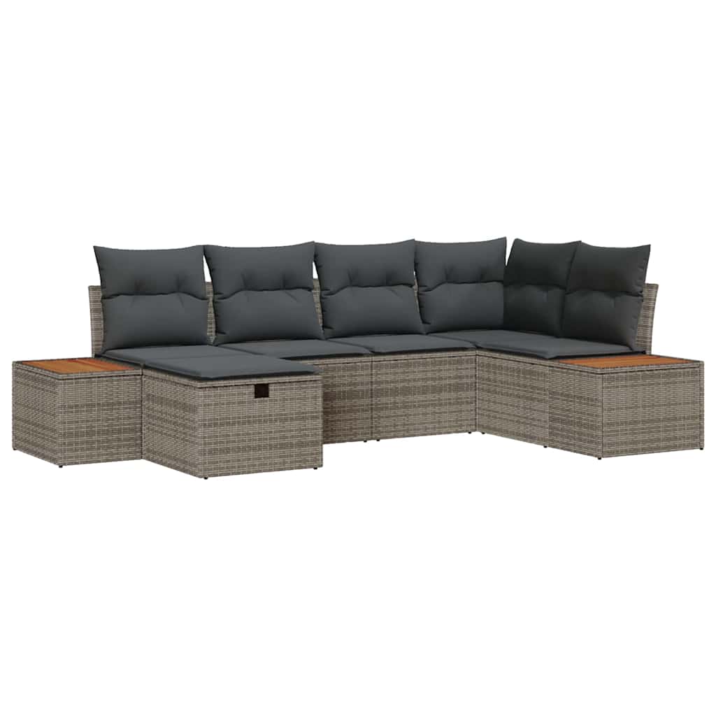 Set Divano da Giardino con cuscino Grigio polyrattan | homemem39