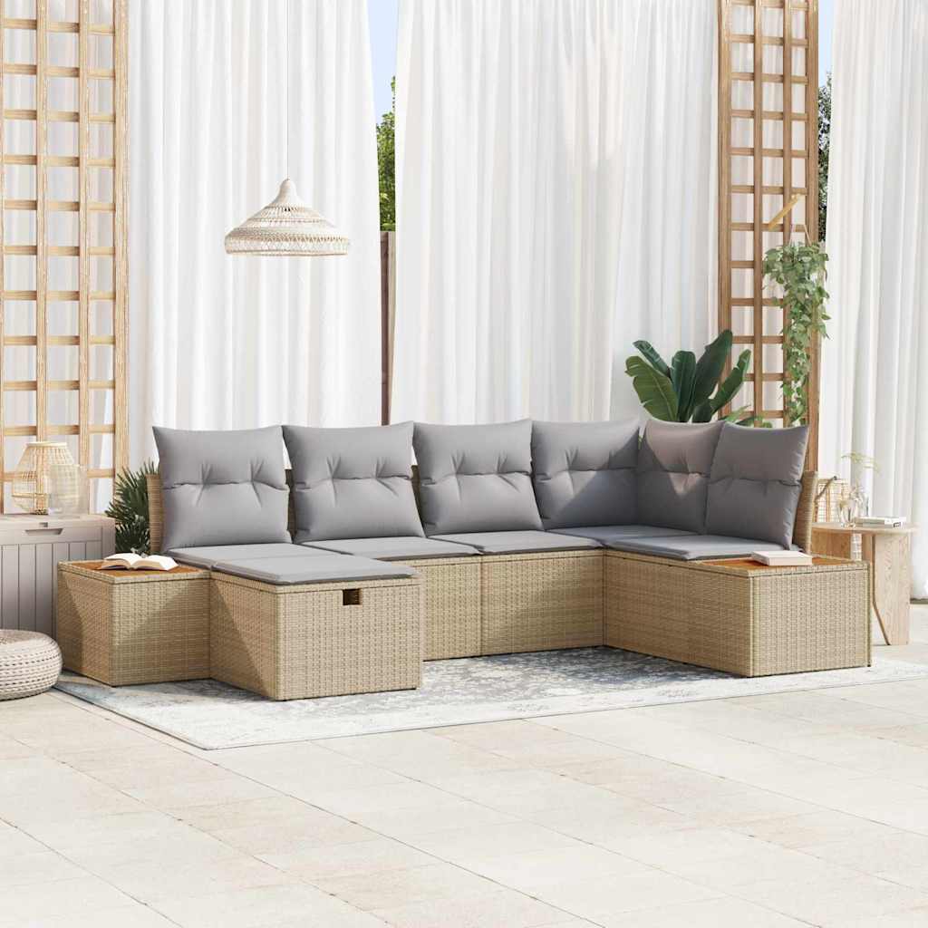 Set Divano da Giardino Beige polyrattan