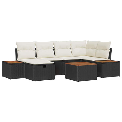 Set Divano da Giardino 7 pcs Nero 55 x 62 x 69 cm Poly Rattan | homemem39