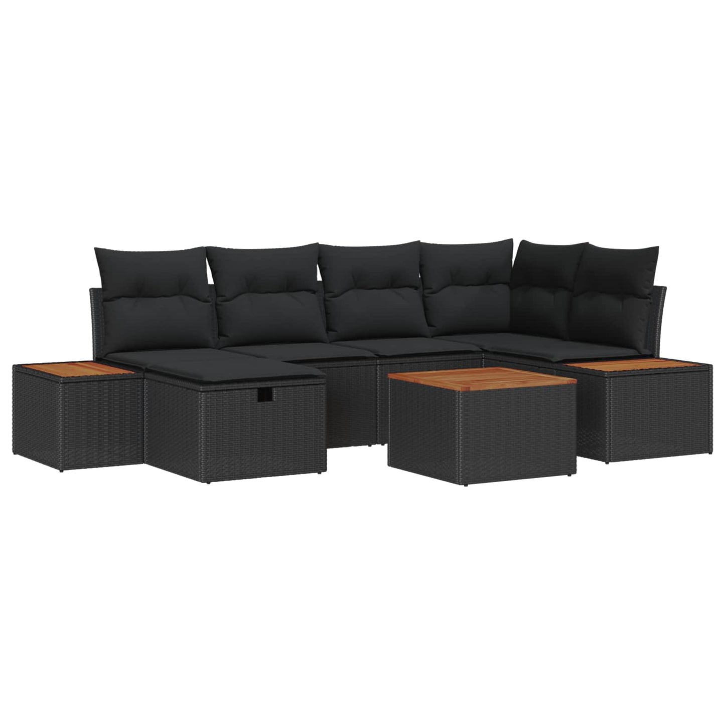 Set Divano da Giardino 7 pcs Nero 55 x 62 x 69 cm Poly Rattan | homemem39