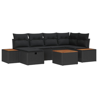 Set Divano da Giardino 7 pcs Nero 55 x 62 x 69 cm Poly Rattan | homemem39