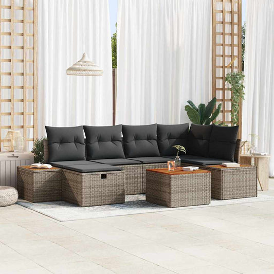 Set Divano da Giardino 7 pz Grigio polyrattan | homemem39