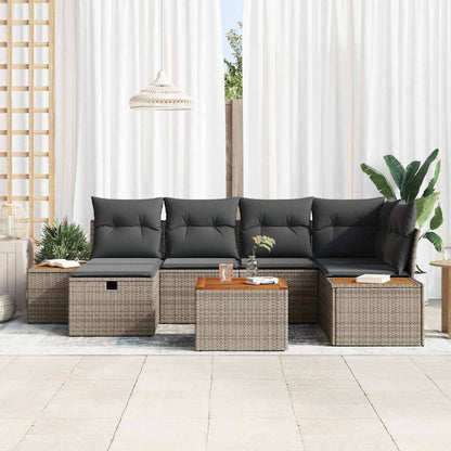 Set Divano da Giardino 7 pcs Grigio 55 x 62 x 69 cm Poly Rattan | homemem39