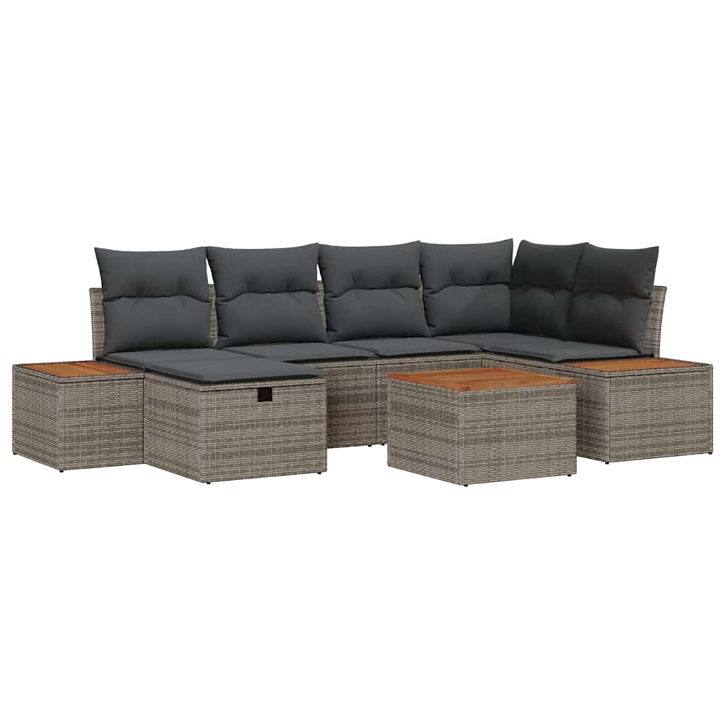 Set Divano da Giardino 7 pcs Grigio 55 x 62 x 69 cm Poly Rattan | homemem39
