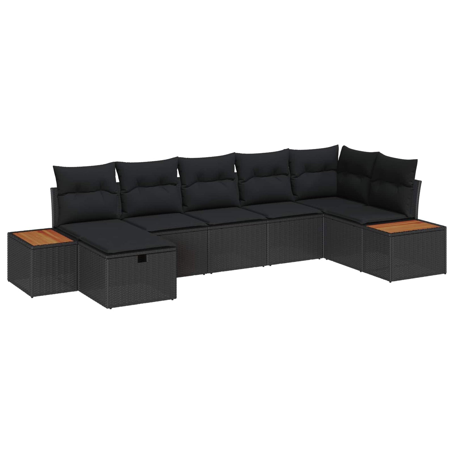 Set Divano da Giardino con cuscino 7 pcs Nero Poly Rattan | homemem39