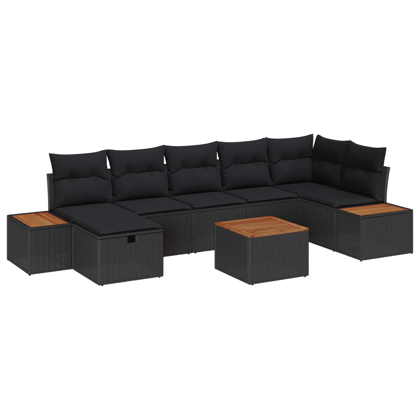 Set Divano da Giardino con cuscino 8 pcs Nero Poly Rattan | homemem39