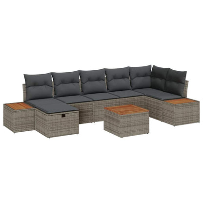 Set Divano da Giardino con cuscino 8 pcs Grigio Poly Rattan | homemem39