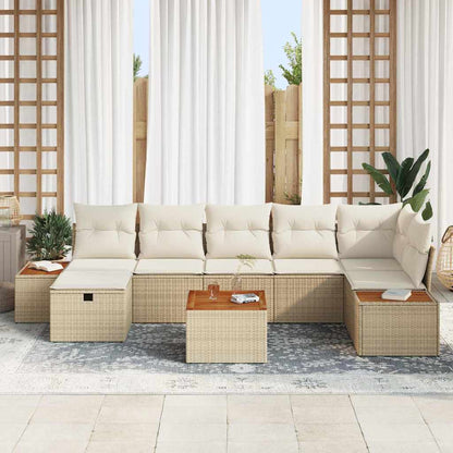 Set Divano da Giardino con cuscino 8 pcs Beige Poly Rattan | homemem39