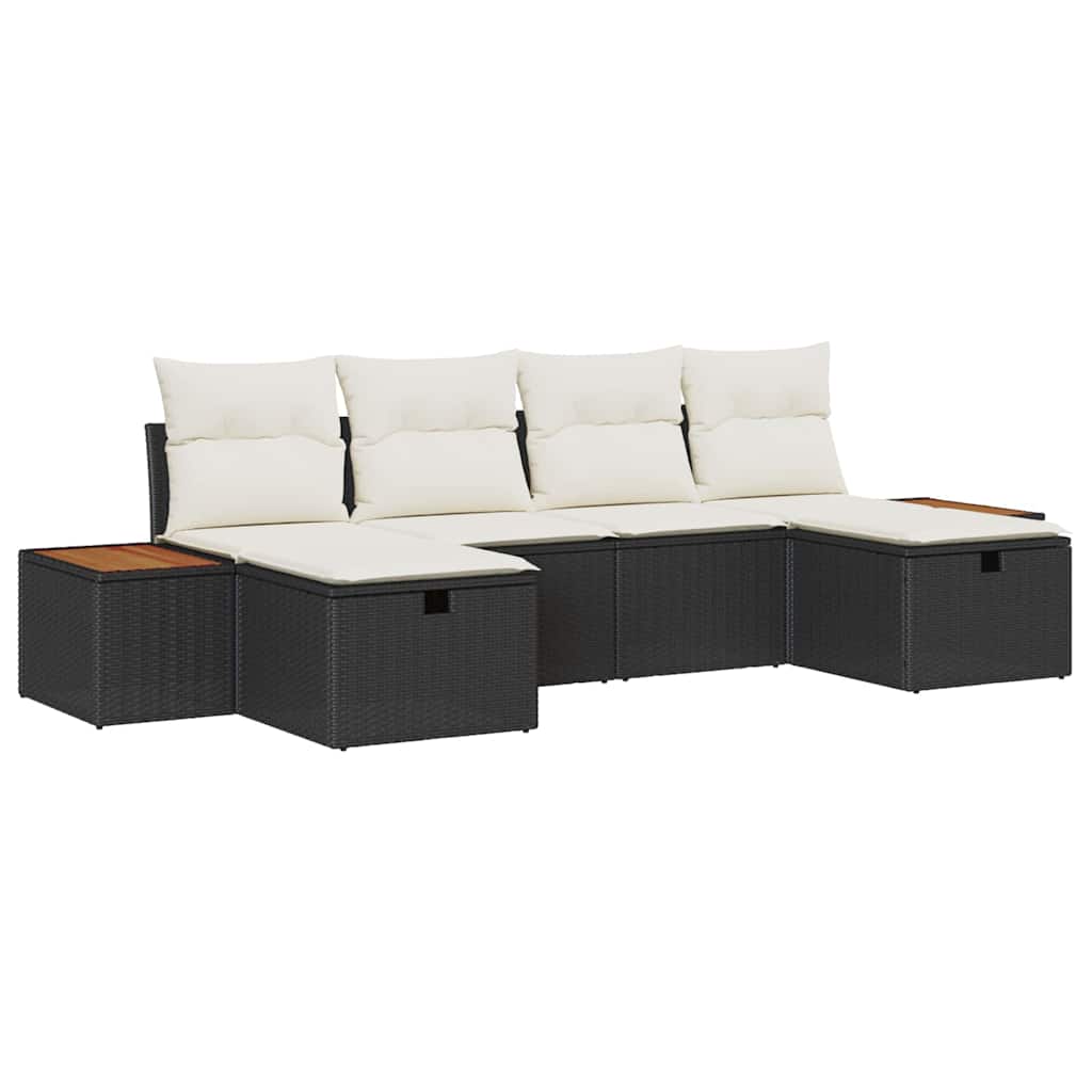 Set Divano da Giardino 6 pcs Nero 55 x 62 x 69 cm Poly Rattan | homemem39