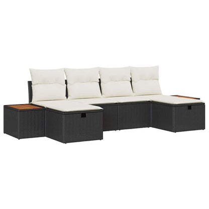 Set Divano da Giardino 6 pcs Nero 55 x 62 x 69 cm Poly Rattan | homemem39