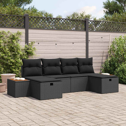 Set Divano da Giardino 6 pcs Nero 55 x 62 x 69 cm Poly Rattan | homemem39