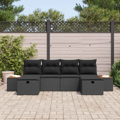 Set Divano da Giardino 6 pcs Nero 55 x 62 x 69 cm Poly Rattan | homemem39