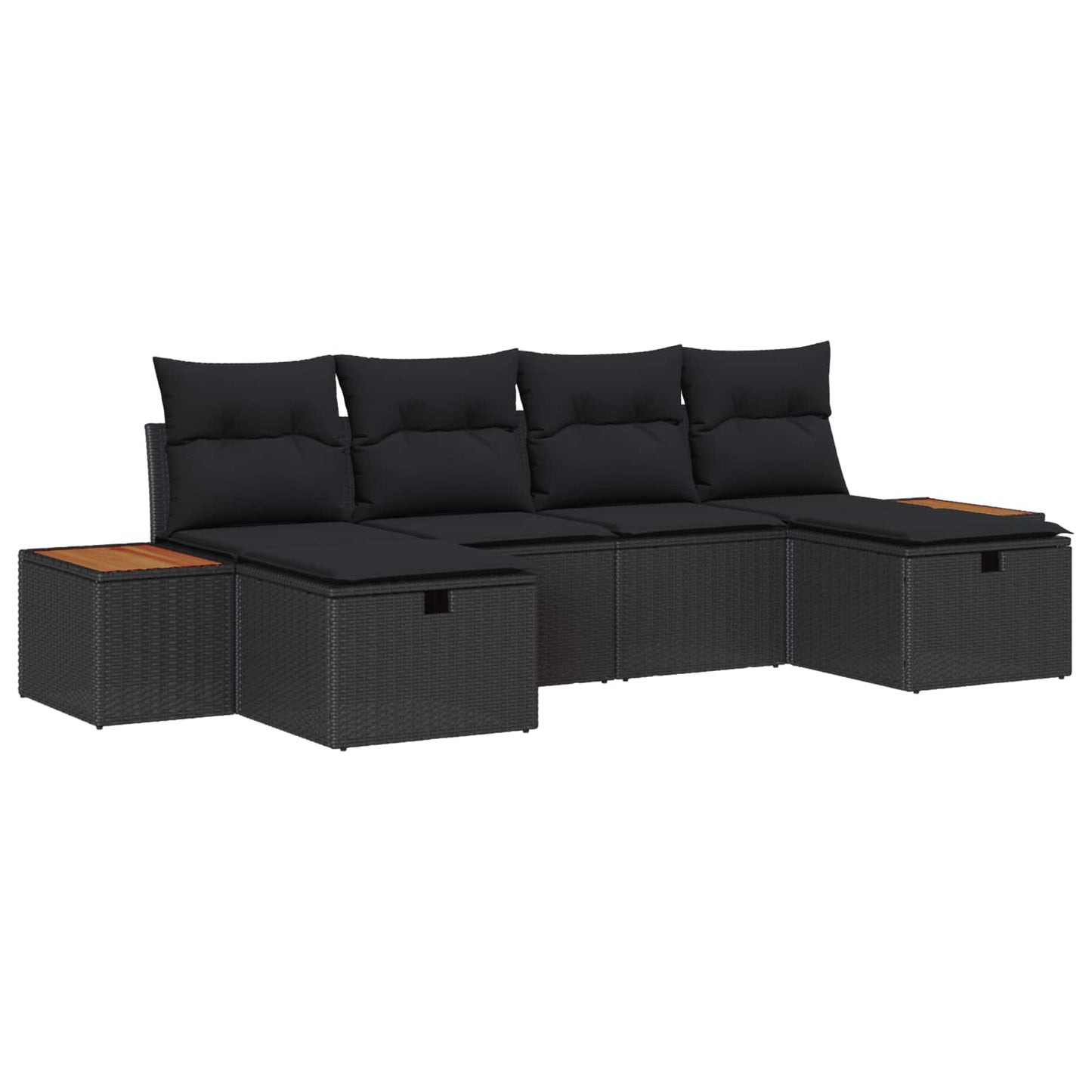 Set Divano da Giardino 6 pcs Nero 55 x 62 x 69 cm Poly Rattan | homemem39