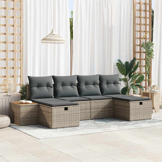 Set Divano da Giardino 6 pz Grigio polyrattan | homemem39