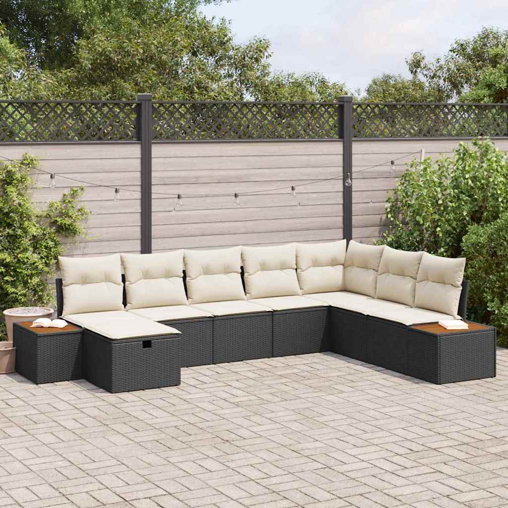 Set Divano da Giardino con cuscino Nero polyrattan | homemem39