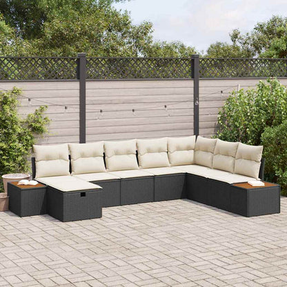 Set Divano da Giardino con cuscino Nero polyrattan | homemem39