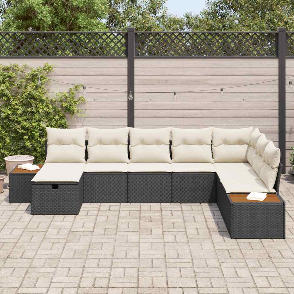 Set Divano da Giardino con cuscino Nero polyrattan | homemem39