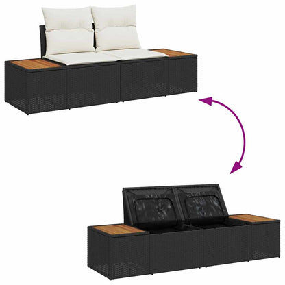 Set Divano da Giardino con cuscino Nero polyrattan | homemem39