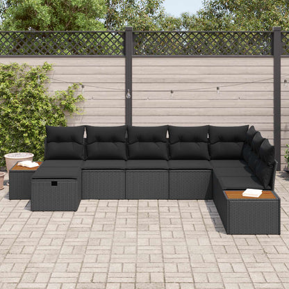 Set Divano da Giardino con cuscino Nero polyrattan | homemem39