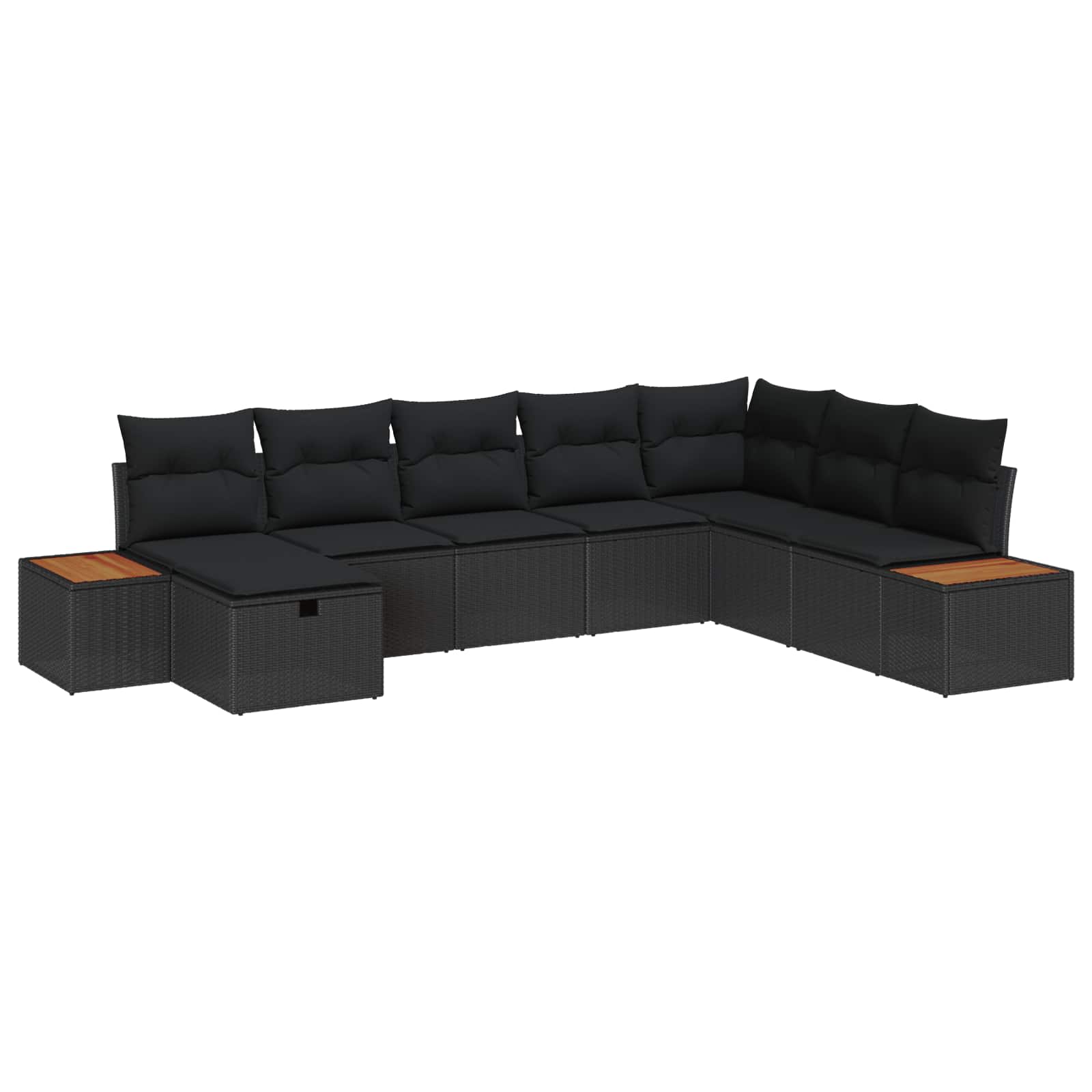 Set Divano da Giardino con cuscino Nero polyrattan | homemem39