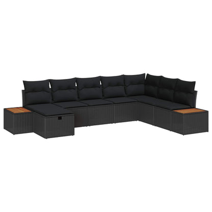 Set Divano da Giardino con cuscino Nero polyrattan | homemem39