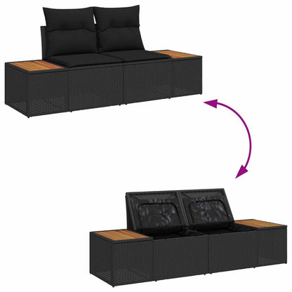 Set Divano da Giardino con cuscino Nero polyrattan | homemem39