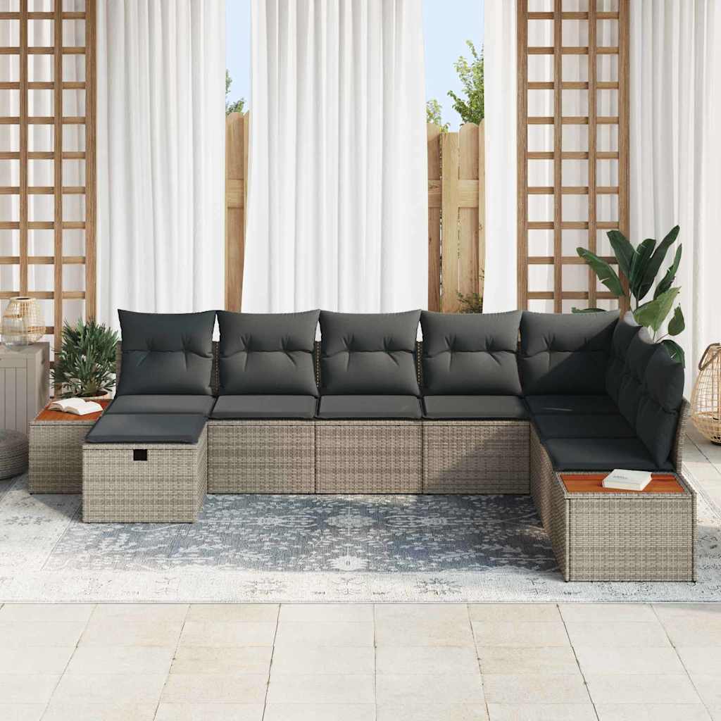 Set Divano da Giardino con cuscino Grigio polyrattan | homemem39