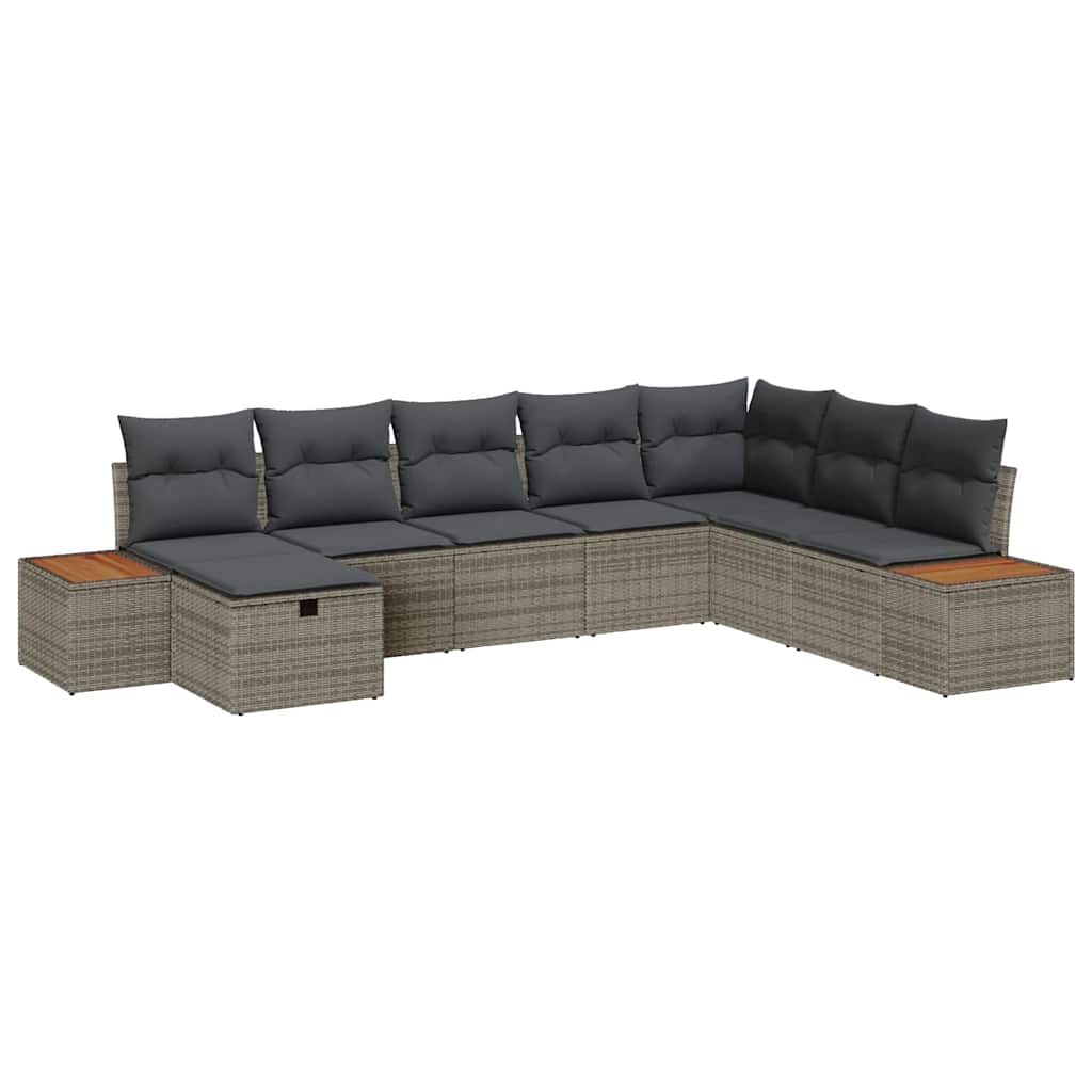 Set Divano da Giardino con cuscino Grigio polyrattan | homemem39