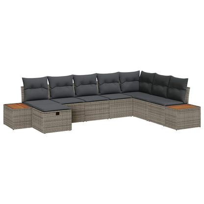 Set Divano da Giardino con cuscino Grigio polyrattan | homemem39