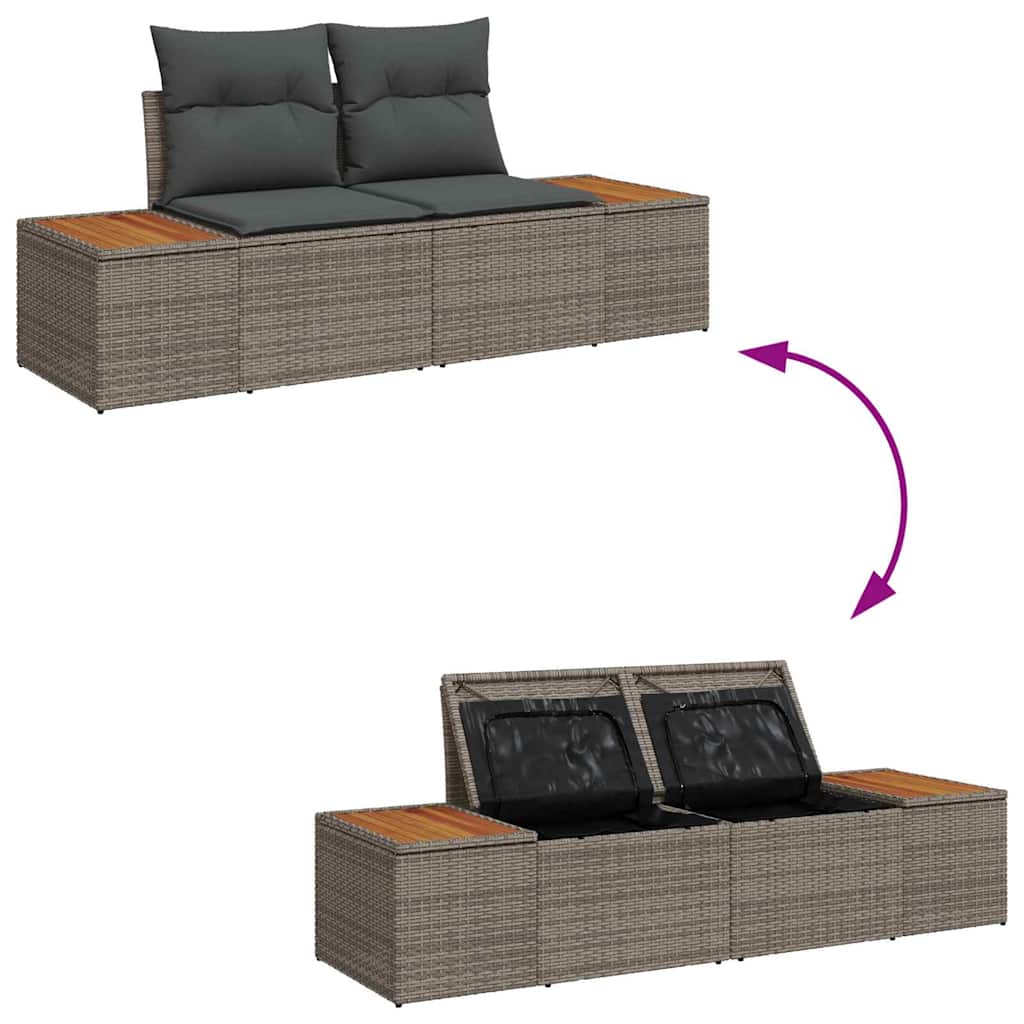 Set Divano da Giardino con cuscino Grigio polyrattan | homemem39