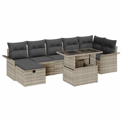 Set Divano da Giardino 8 pcs Grigio chiaro Poly Rattan - homemem39