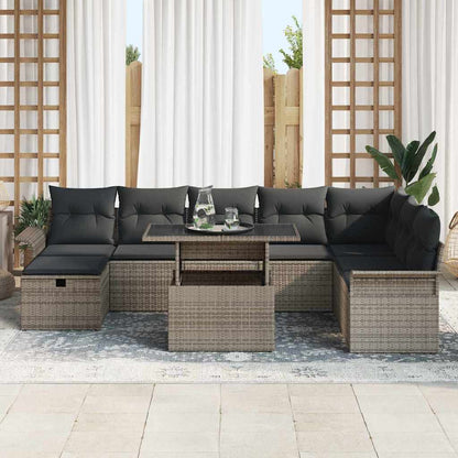 Set Divano da Giardino 9 pz Grigio polyrattan | homemem39