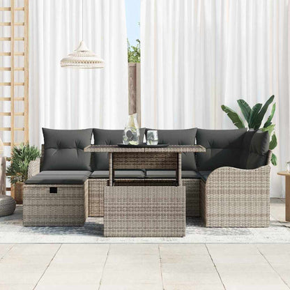 Set Divano da Giardino 7 pz Grigio polyrattan | homemem39