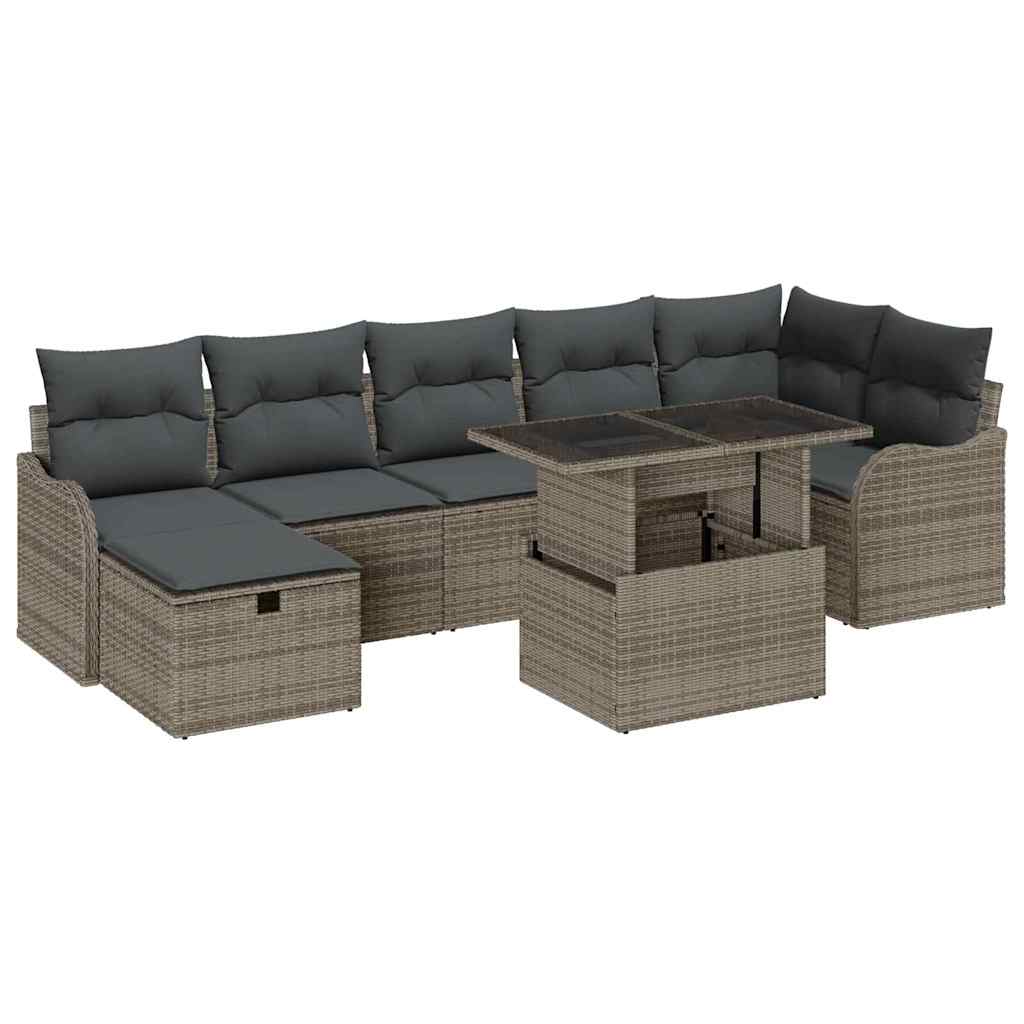 Set Divano da Giardino 8 pz Grigio polyrattan | homemem39
