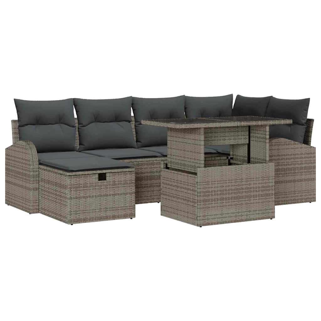 Set Divano da Giardino 7 pz Grigio polyrattan | homemem39