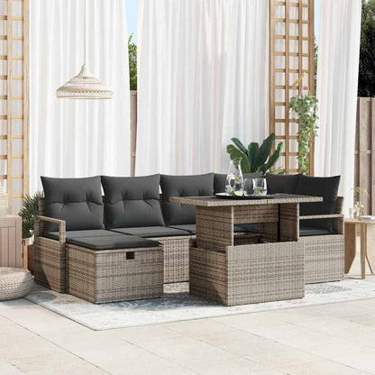 Set Divano da Giardino 7 pz Grigio polyrattan