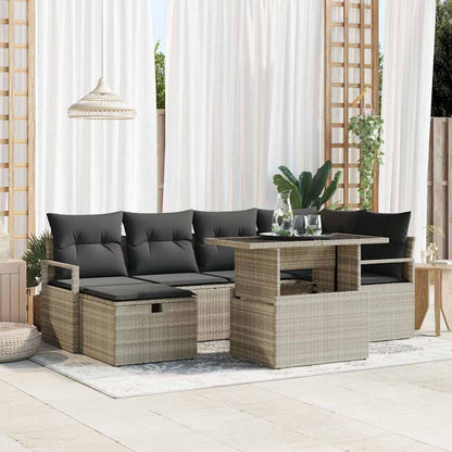 Set Divano da Giardino 7 pcs Grigio chiaro Poly Rattan - homemem39