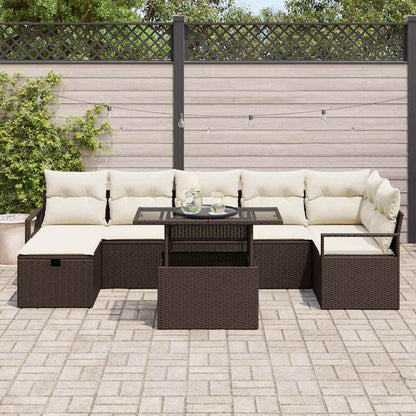 Set Divano da Giardino con cuscino 8 pcs Marrone Poly Rattan - homemem39