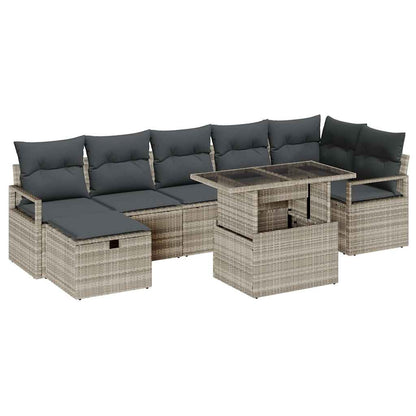 Set Divano da Giardino 8 pcs Grigio chiaro Poly Rattan - homemem39