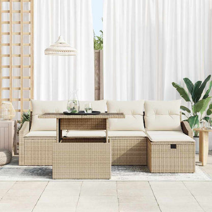 Set Divano da Giardino 6 pcs Beige polyrattan - homemem39