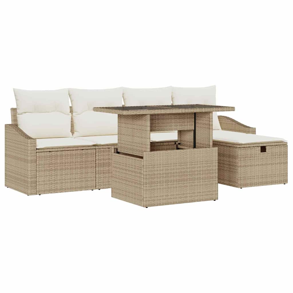 Set Divano da Giardino 6 pcs Beige polyrattan - homemem39