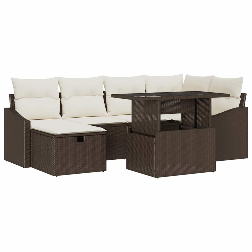 Set Divano da Giardino 7 pcs Marrone polyrattan - homemem39