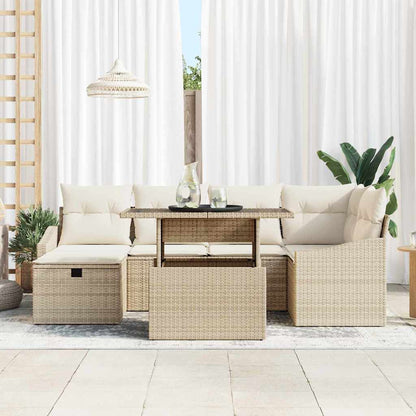 Set Divano da Giardino 7 pcs Beige polyrattan - homemem39