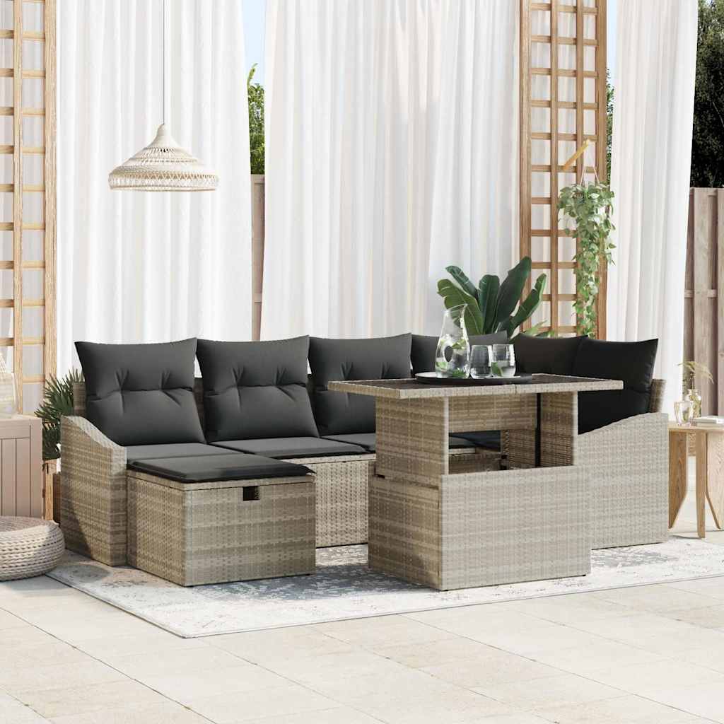 Set Divano da Giardino 7 pcs Grigio chiaro polyrattan - homemem39