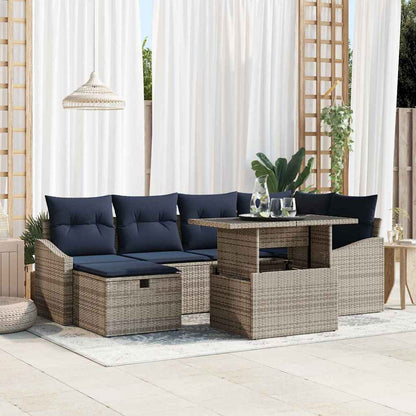 Set Divano da Giardino 7 pcs Grigio polyrattan | homemem39