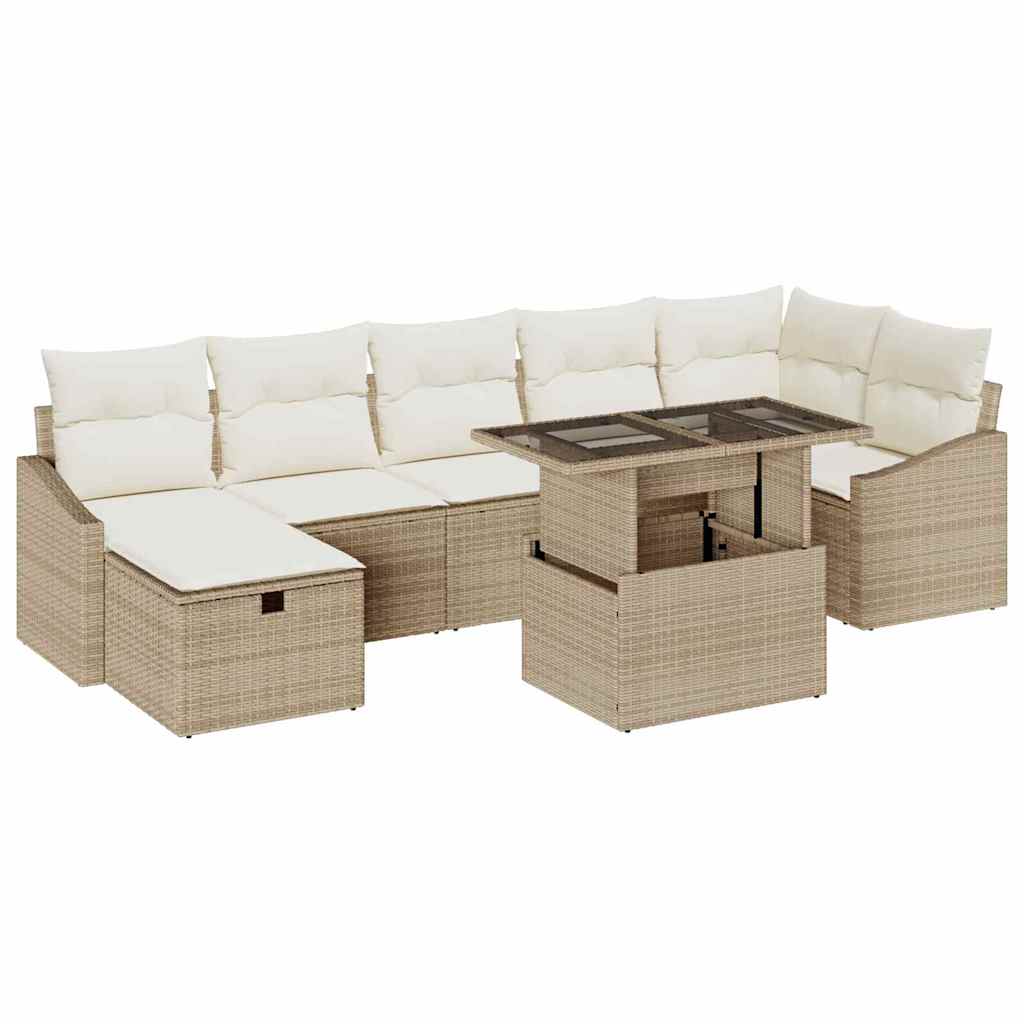 Set Divano da Giardino 8 pcs Beige polyrattan - homemem39